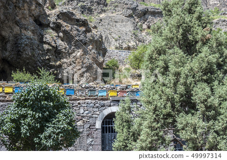 The apiary of the active cave monastery Geghard. The apiary of the active cave monastery Geghard. 49997314