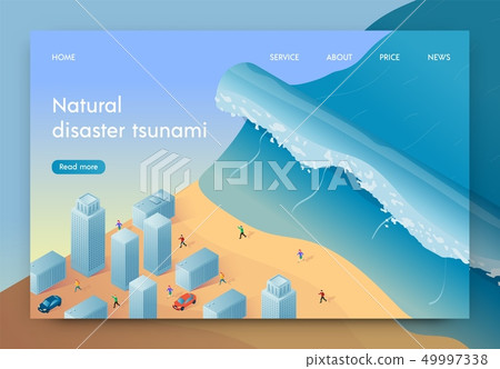 Vector Illustration Natural Disaster Tsunami. Vector Illustration Natural Disaster Tsunami. 49997338