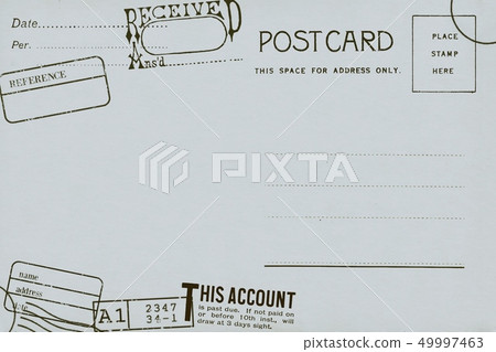 Back of vintage blank postcard with dirty stain  49997463