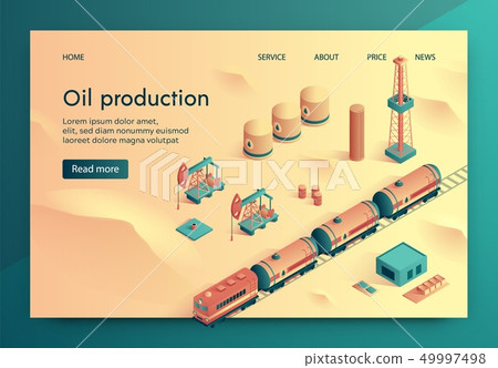 Oil Production Vector Illustration Isometric. Oil Production Vector Illustration Isometric. 49997498