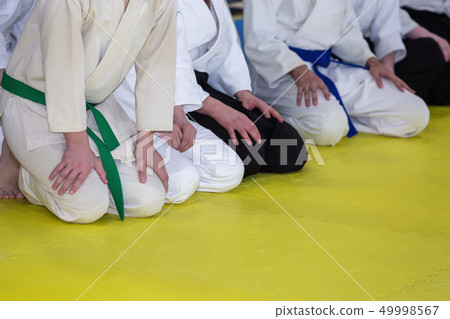 People in kimono and hakama on martial arts training People in kimono and hakama on martial arts training 49998567