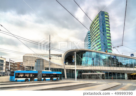 Trolleybus at Arnhem Centraal station in Netherlands Trolleybus at Arnhem Centraal station in Netherlands 49999390