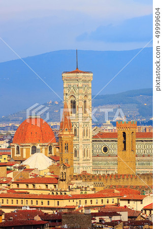 Aerial view, towers of Florence, Italy with Duomo Aerial view, towers of Florence, Italy with Duomo 49999604