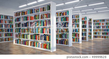 Library Background Bookshelves With Books Stock Illustration