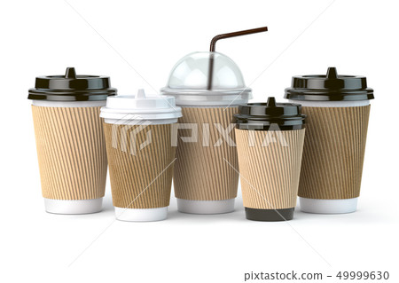 Download Set Of Coffee Paper Cups Mockup Template For Cafe Stock Illustration 49999630 Pixta PSD Mockup Templates