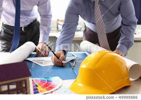 Architect Engineer Sketching Construction Project Architect Engineer Sketching Construction Project 49999866