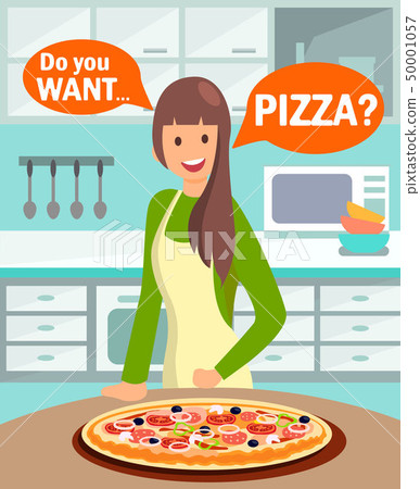Housewife Offering Dinner Vector Illustration Housewife Offering Dinner Vector Illustration 50001057