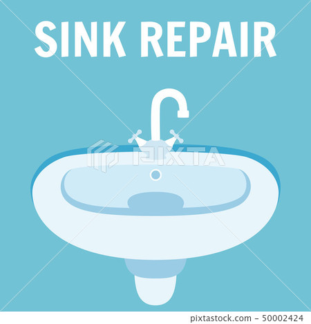Bathroom Sink Repair Banner Vector Illustration 50002424