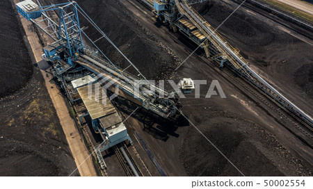 Aerial view large bucket wheel excavators in a 50002554