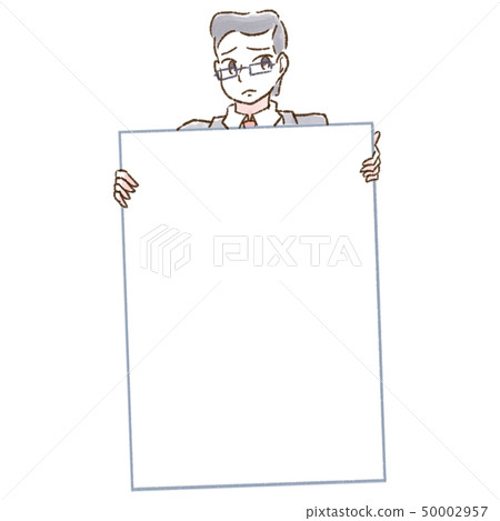 Watercolor business poster holding man troubled glasses 50002957