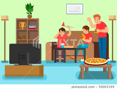 Friends Watching Television Vector Illustration 50003149