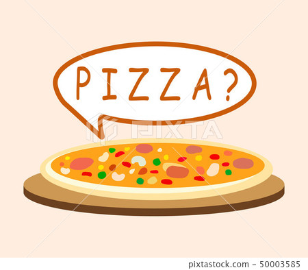 Pizza with Speech Bubble Cartoon Illustration Pizza with Speech Bubble Cartoon Illustration 50003585