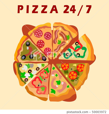 Twenty Four Hours Pizzeria Vector Promo Poster Twenty Four Hours Pizzeria Vector Promo Poster 50003972
