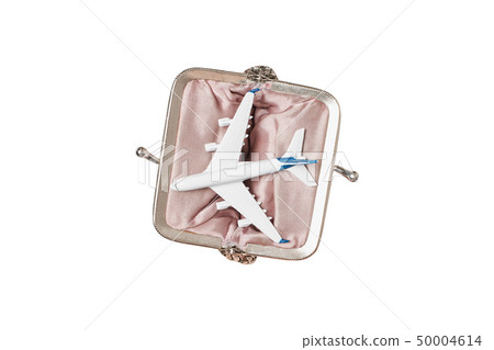 Passenger plane in open wallet on a light 50004614