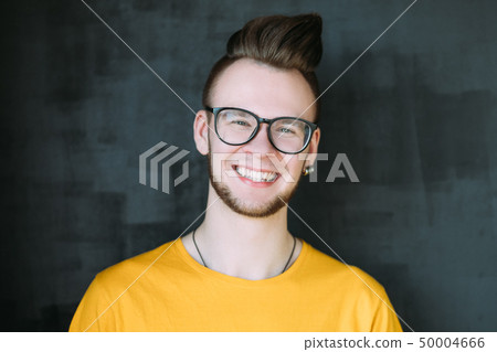 cheerful happy emotional hipster guy portrait cheerful happy emotional hipster guy portrait 50004666