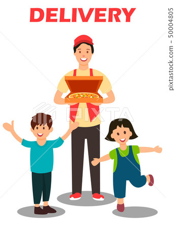 Pizza Delivery Service Cartoon Vector Illustration Pizza Delivery Service Cartoon Vector Illustration 50004805