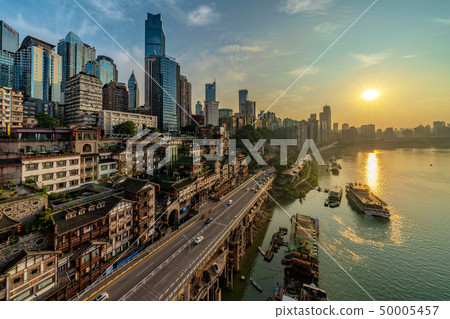 Chongqing riverside view of Hongya Cave 50005457