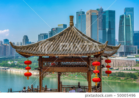 Traditional Chinese pavilion with a view of the 50005496