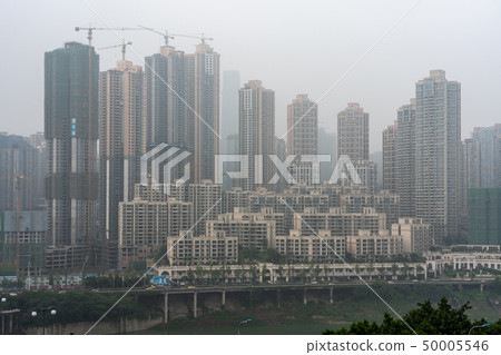 Chongqing city budilings in the smog Chongqing city budilings in the smog 50005546