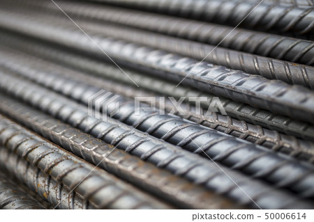 Stack of steel bar texture in construction site 50006614