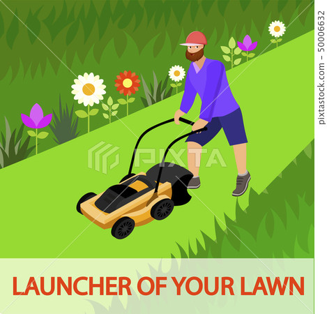 Flat Vector Inscription Launcher of Your Lawn. Flat Vector Inscription Launcher of Your Lawn. 50006632
