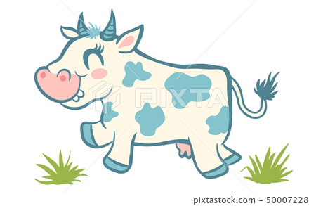 Cute cow and green grass 50007228