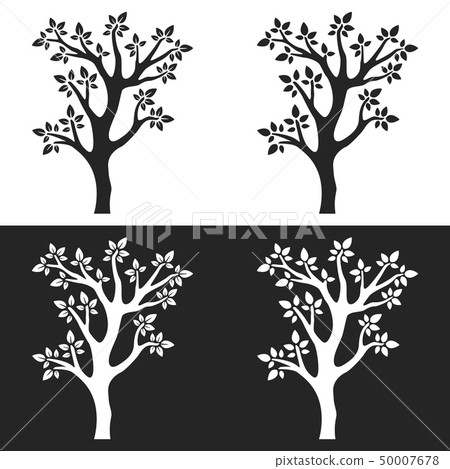 Set of tree silhouettes with branches Set of tree silhouettes with branches 50007678