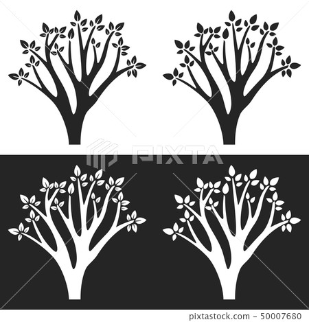 Set of tree silhouettes with branches Set of tree silhouettes with branches 50007680