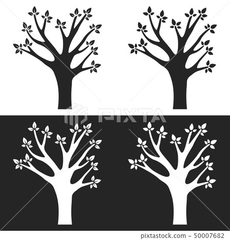 Set of tree silhouettes with branches Set of tree silhouettes with branches 50007682