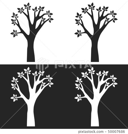 Set of tree silhouettes with branches Set of tree silhouettes with branches 50007686