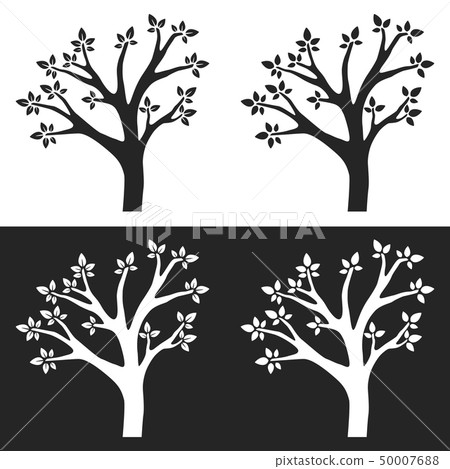 Set of tree silhouettes with branches Set of tree silhouettes with branches 50007688