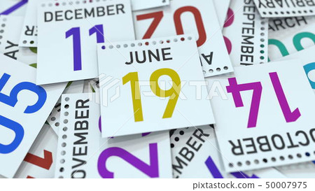 Calendar page shows June 19 date, 3D rendering 50007975