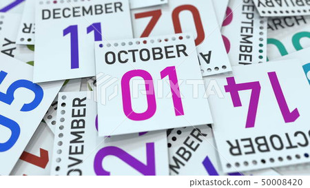 Calendar leaf with October 1 date, 3D rendering - Stock Illustration ...