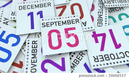 September 5 date on calendar leaf. 3D rendering 50008557