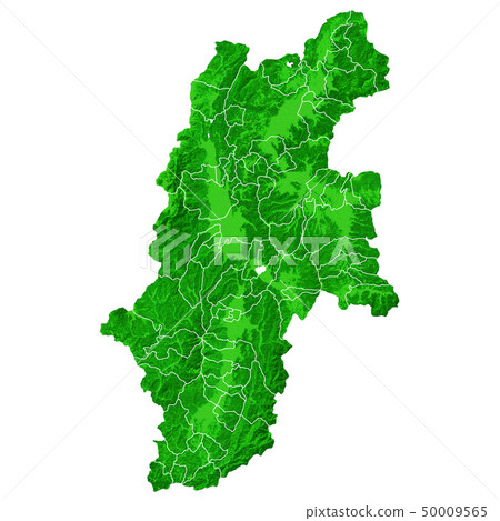 Nagano Prefecture Map and Municipal Boundaries 50009565