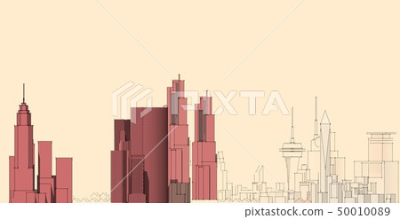 Panorama cityscape Sketch. Architecture sketch - Panorama cityscape Sketch. Architecture sketch - 50010089
