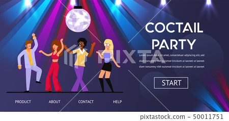 Friends Dance at Cocktail Retro Party Night Club Friends Dance at Cocktail Retro Party Night Club 50011751
