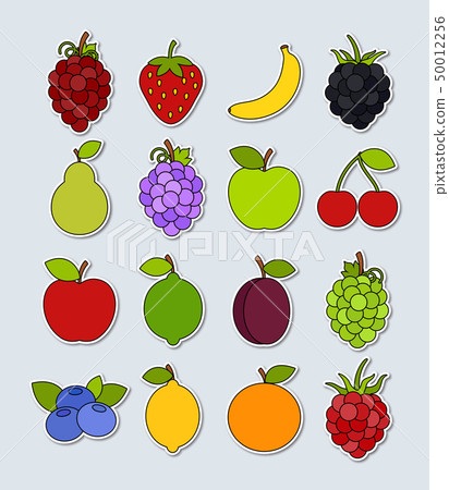Collection of vector fruit stickers 50012256