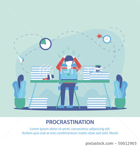 Flat Banner is Written Procrastination at Work. Flat Banner is Written Procrastination at Work. 50012903