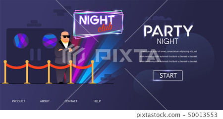 Bald Bouncer in Sunglasses Outside Night Club Door 50013553