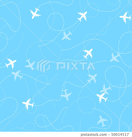 Airplane routes with dotted line, seamless pattern Airplane routes with dotted line, seamless pattern 50014517