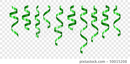 Vector Illustration Green Confetti Party Streamers Stock Vector