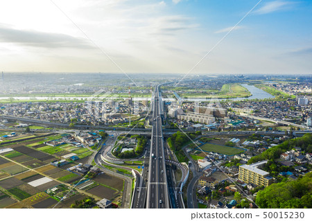 City and traffic aerial view 50015230