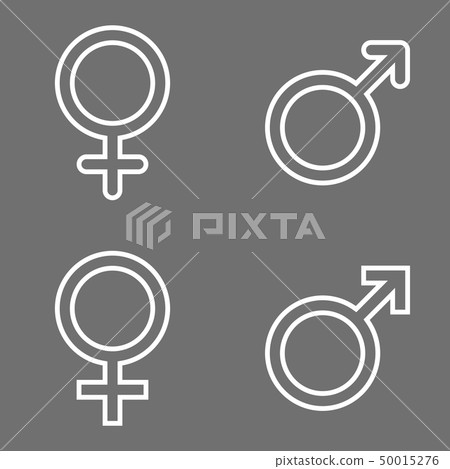 Set of male and female line symbols Set of male and female line symbols 50015276