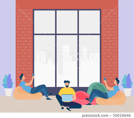 Men Characters Working, Rest and Study Together. Men Characters Working, Rest and Study Together. 50016646