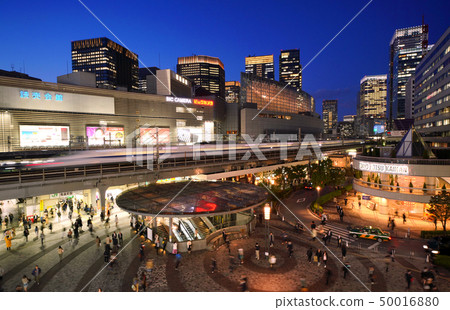 Tokyo cityscape in Japan Thank you very much .... Shinkansen running through Yurakucho Station 50016880