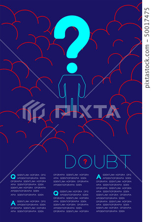 Doubt man with Question mark icon pictogram blue Doubt man with Question mark icon pictogram blue 50017475