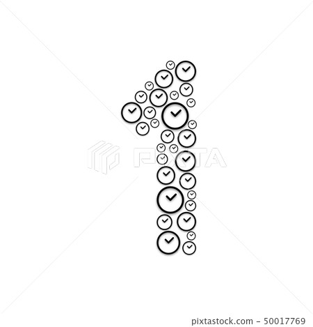 Alphabet set letter number one or 1, Clock Alphabet set letter number one or 1, Clock 50017769