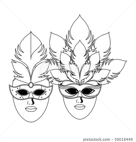 masks and feathers black and white 50018449