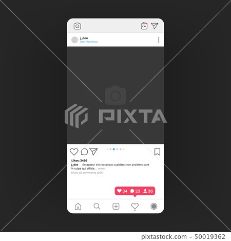 Photo frame. Social media UI, user profile photo interface, story mobile app design. Vector post 50019362